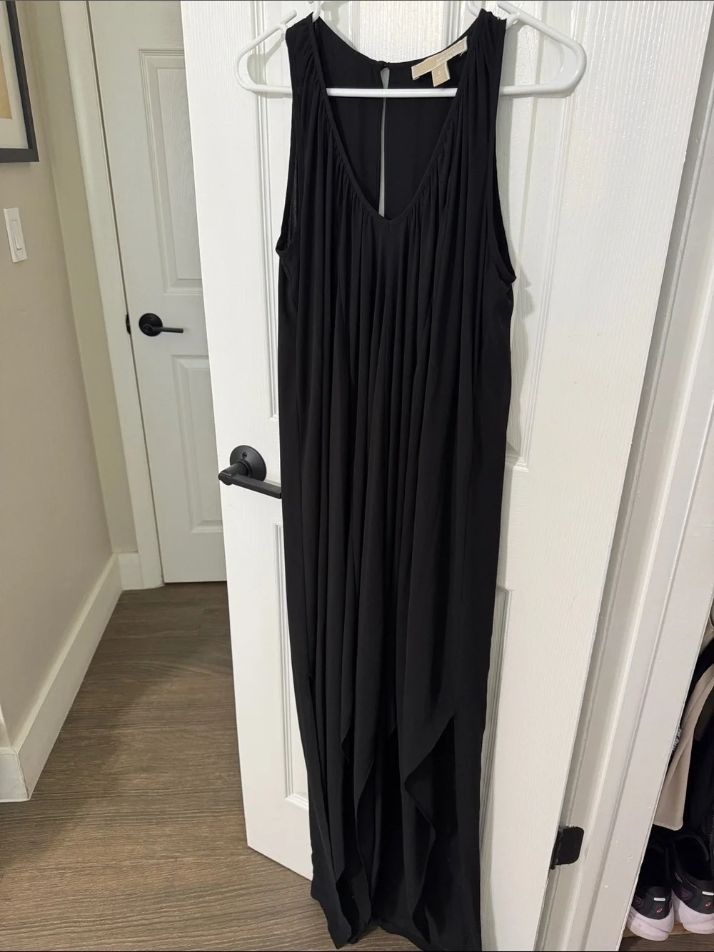 Michael Kors Black Sleeveless V-Neck Flowy Maxi Dress